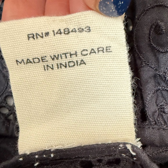 DOEN Docia Black Eyelet Puff Sleeve Eye Hook Victorian Style Peplum Top XS - Picture 7 of 7